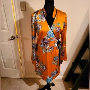 Boohoo floral Asian inspired wrap dress